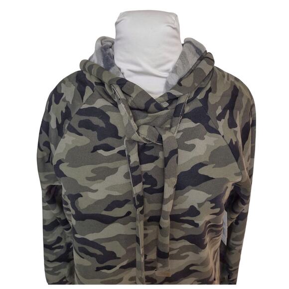 Hoodie Sweatshirt Dress Juniors Size XL Comfy Green Camouflage Fleece Loungewear - Picture 2 of 11